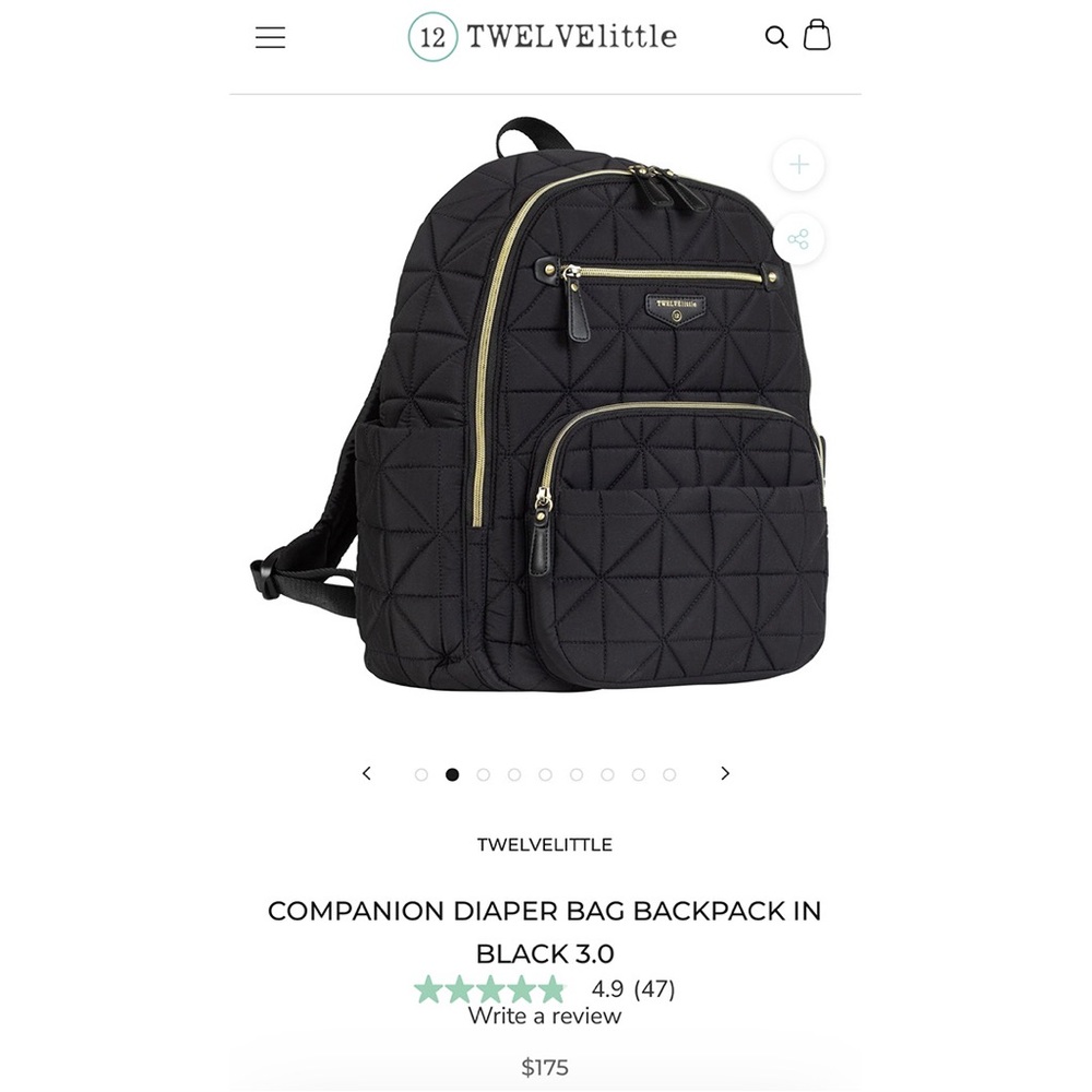 New Momma Sale! New! Twelve Little Designer Black Quilted Companion Diaper Bag - Picture 3 of 10